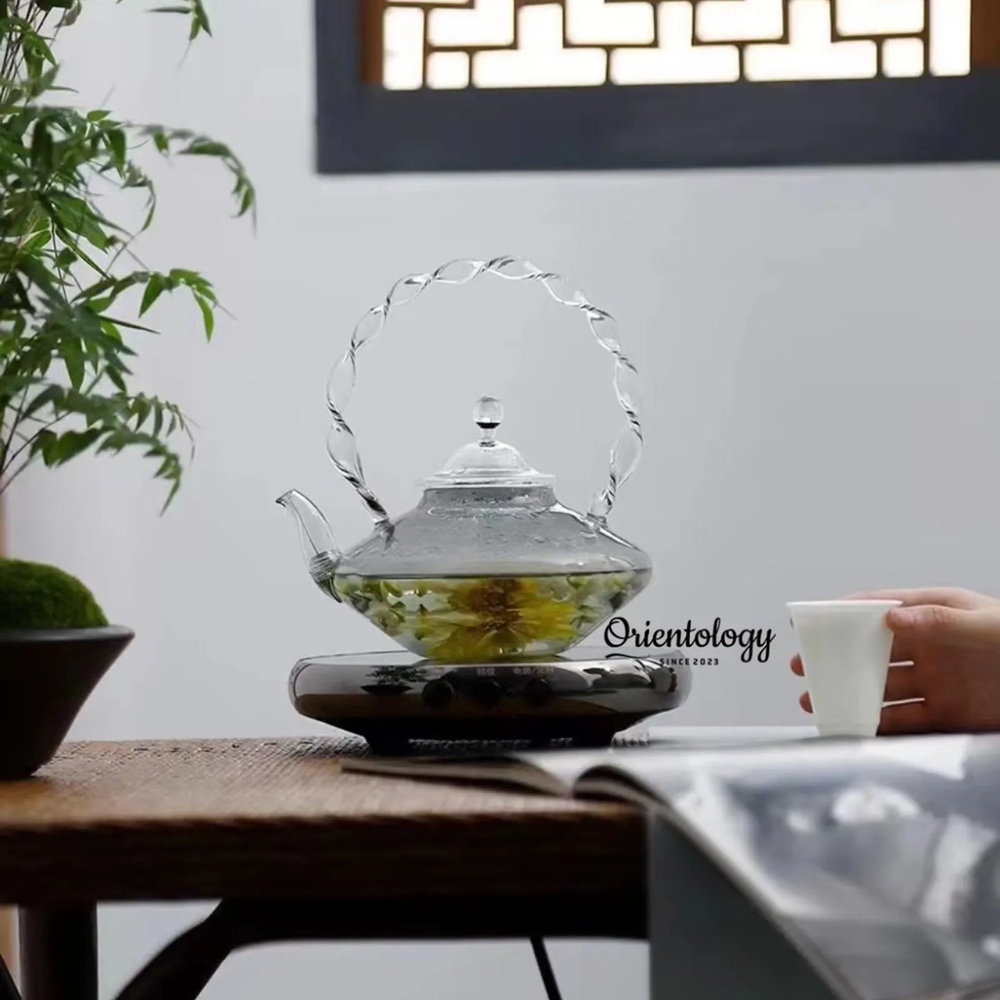 Borosilicate Glass Teapot with Spiral Handle:Ruyi