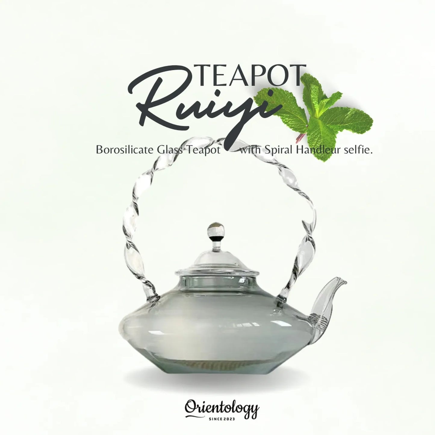 Borosilicate Glass Teapot with Spiral Handle：Ruyi