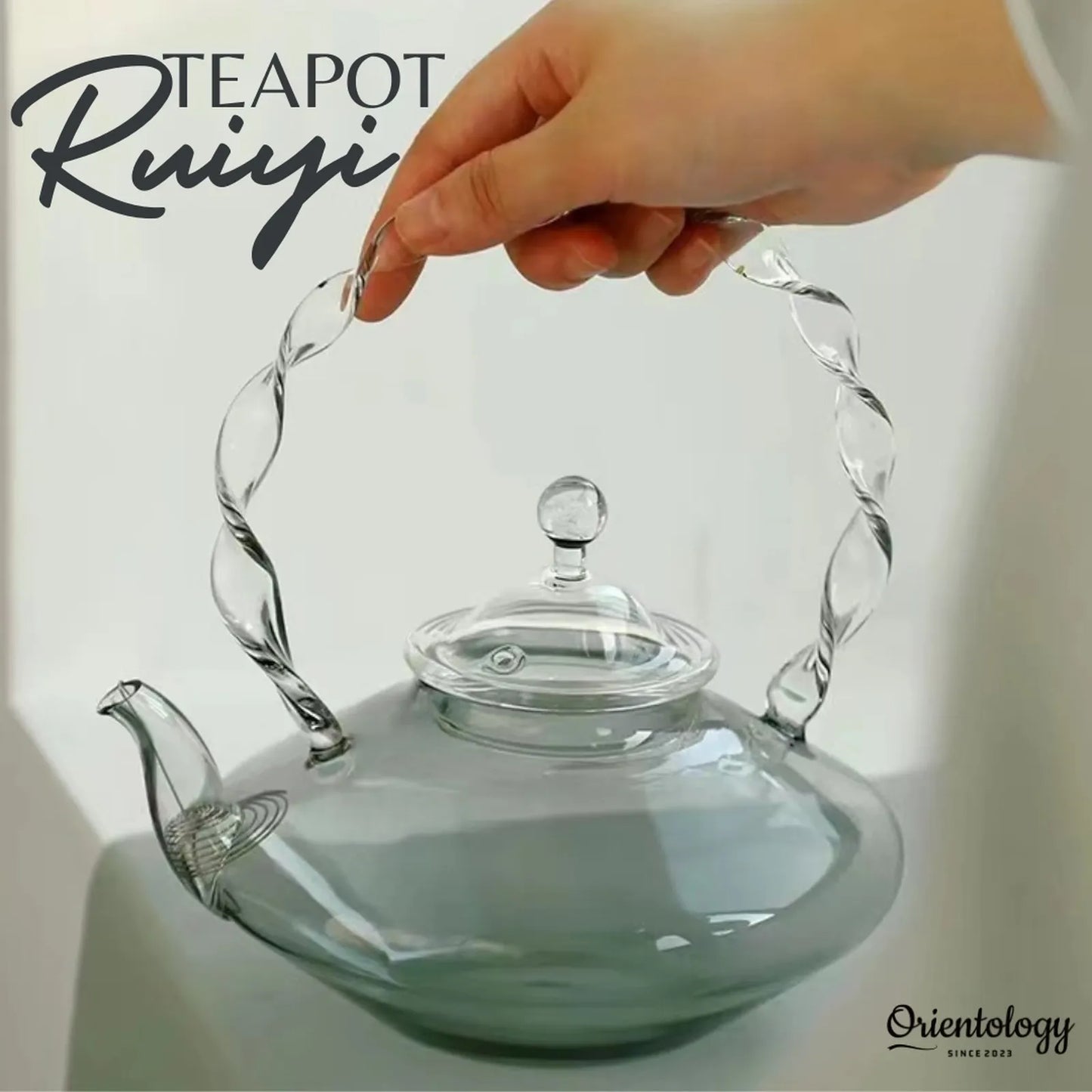 Borosilicate Glass Teapot with Spiral Handle：Ruyi