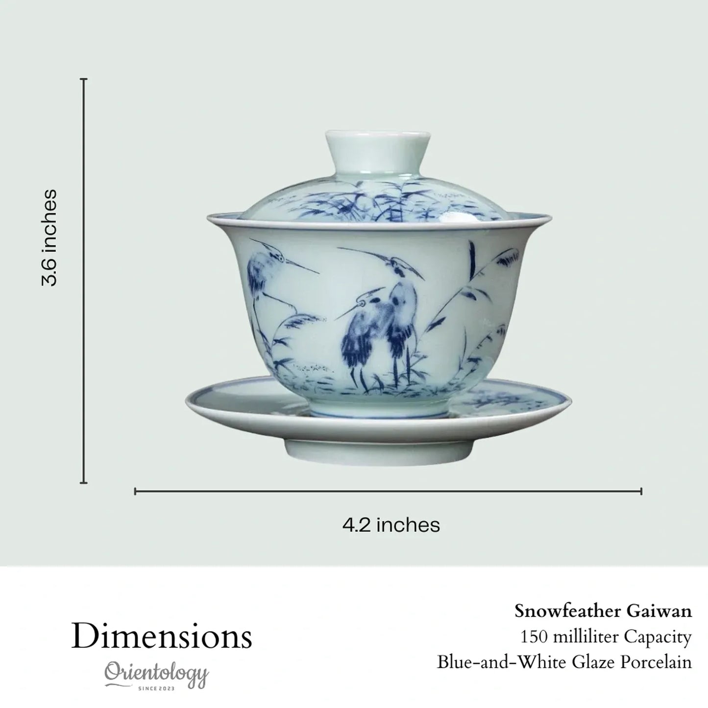 Hand-Painted Blue-and-White Porcelain Gaiwan: Nature Whisper Collection