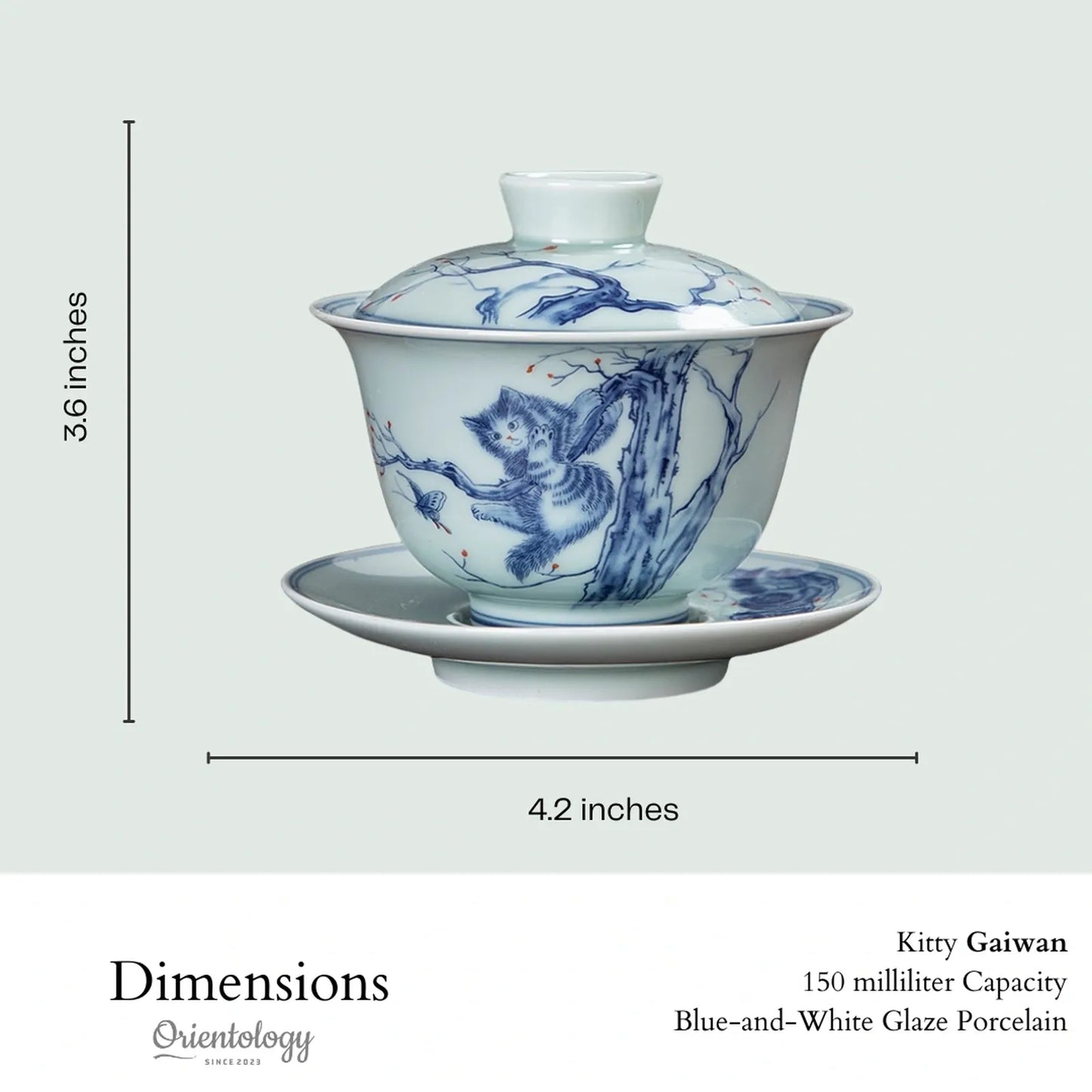 Hand-Painted Blue-and-White Porcelain Gaiwan: Nature Whisper Collection