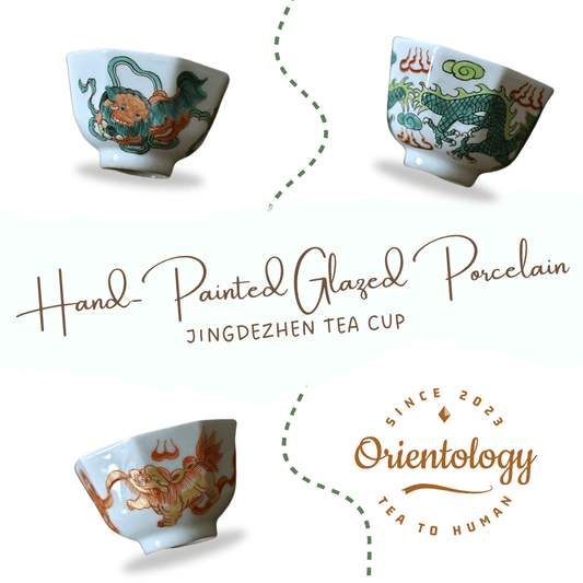 Hand-Painted Glazed Porcelain Jingdezhen Tea Cup: Mystery Creatures Collection
