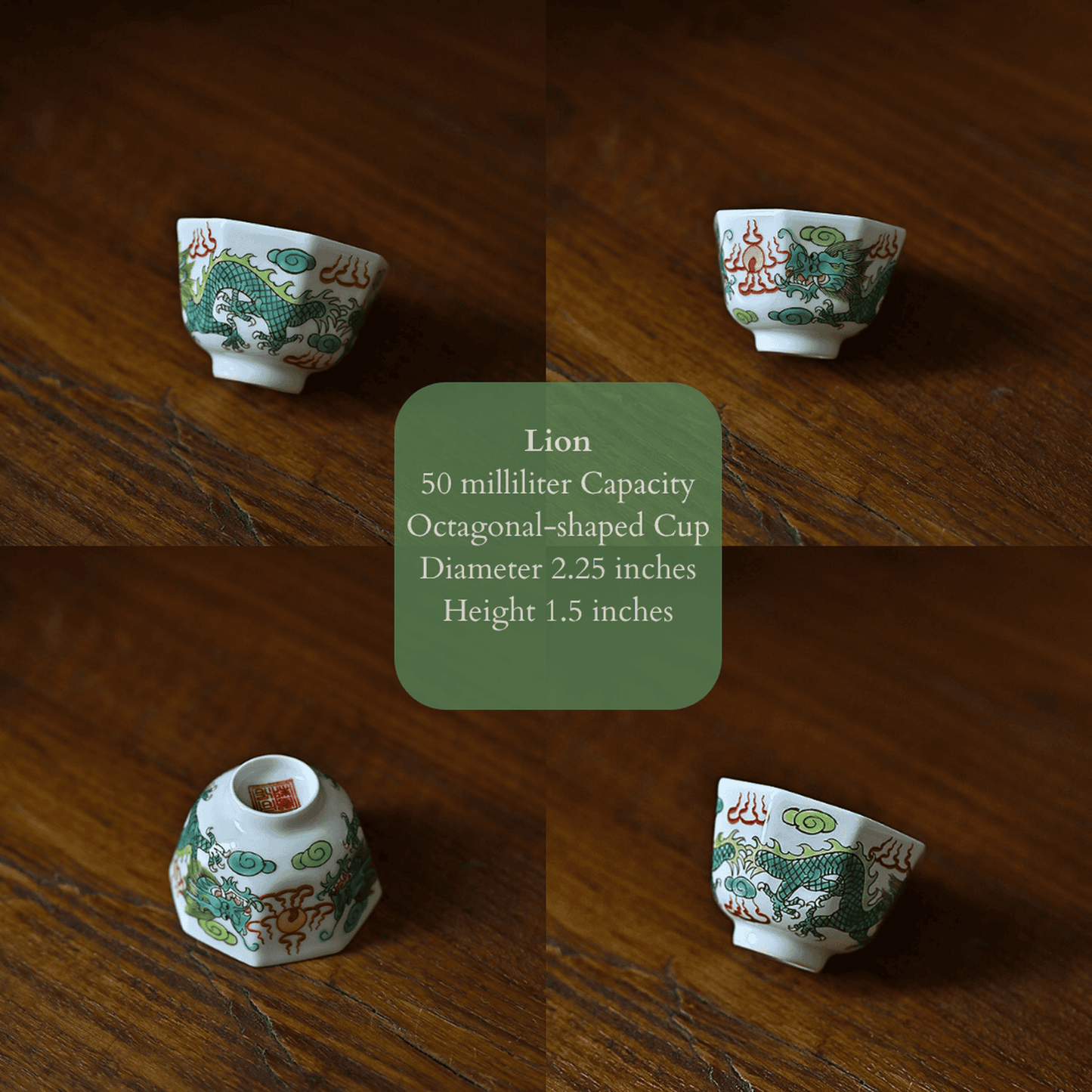 Hand-Painted Glazed Porcelain Jingdezhen Tea Cup: Mystery Creatures Collection